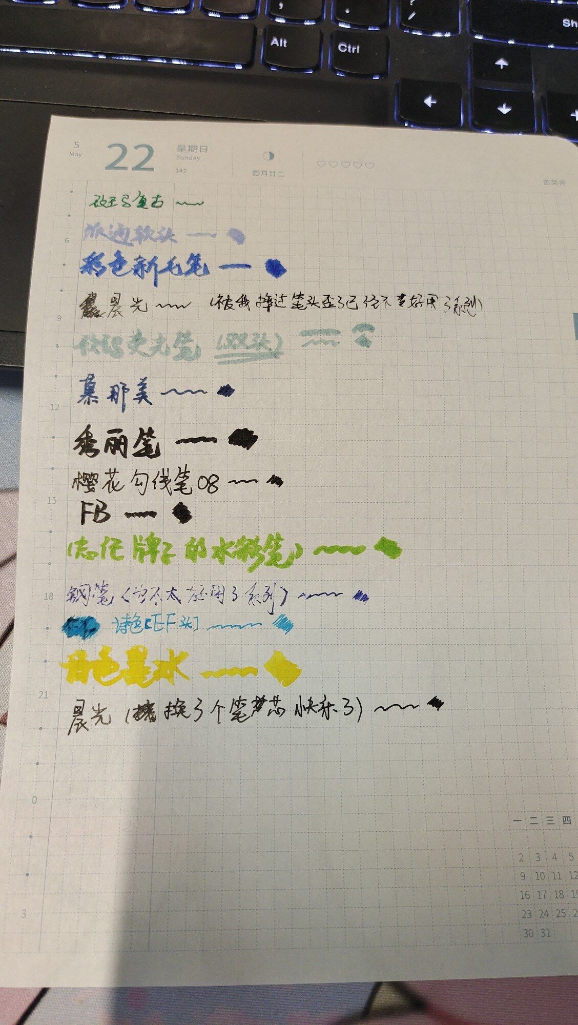 多款笔书写效果