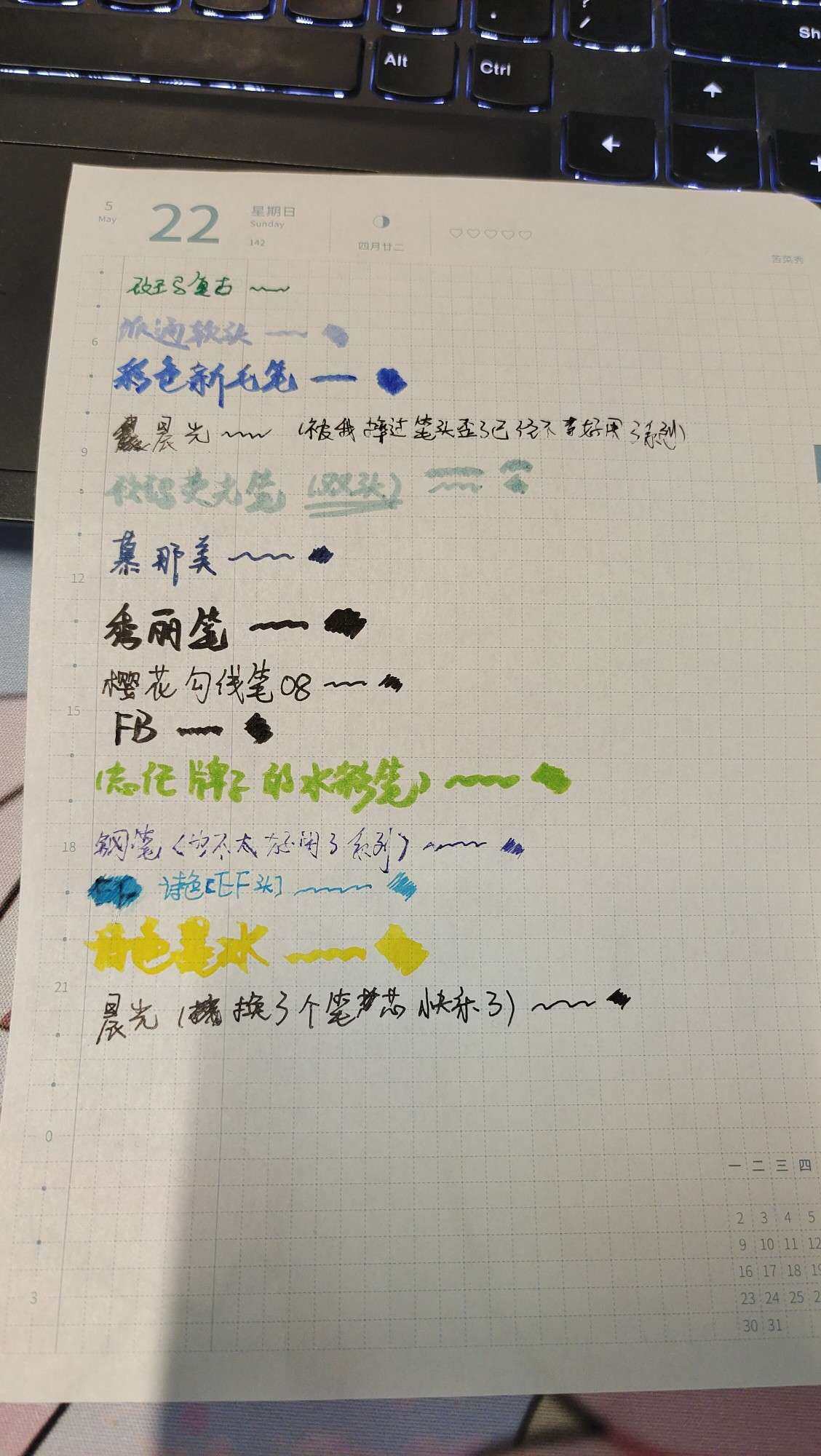 多款笔书写效果